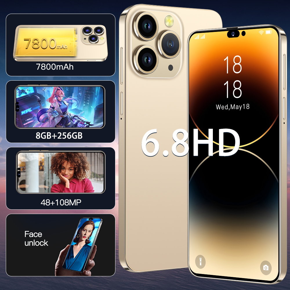 I14 Pro Max Chính Hãng 100 điện thoại 8256GB di động 6.8 inch Full HD ...