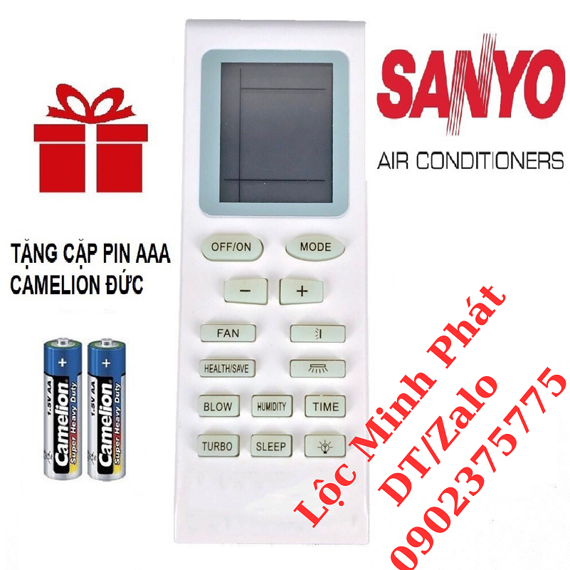 Điều khiển điều hoà SANYO, remote máy lạnh SANYO - tặng kèm pin