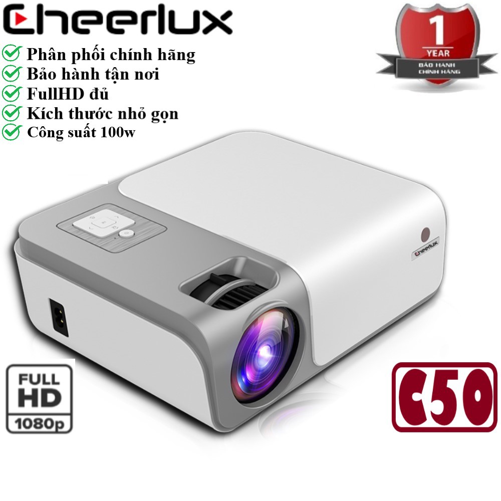 Máy Chiếu Mini Cho Điện Thoại Cheerlux C50, độ phân giải thực Full HD, Bảo Hành 12 Tháng, máy chiếu tại nhà