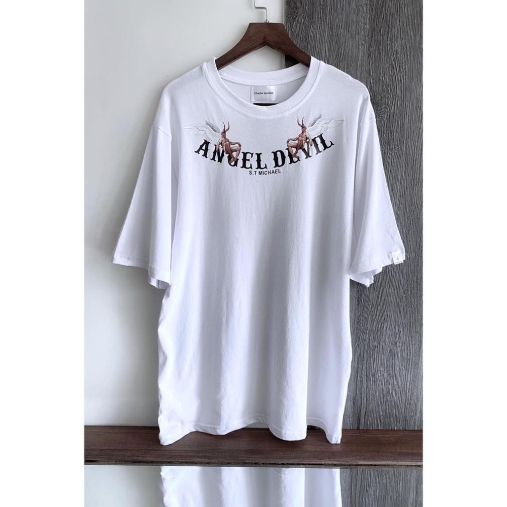 Áo thun tay lỡ Angel Devil , áo thun cotton nam nữ unisex -Setstoree