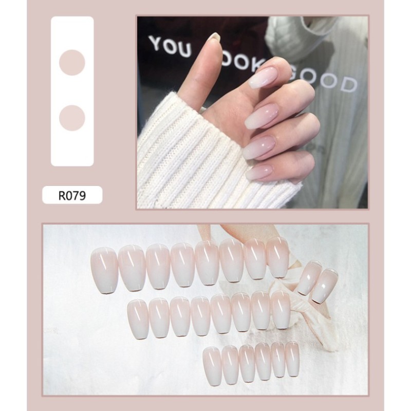 Móng Tay Giả Có Keo LCR079 Trắng Sữa - Nails 24 móng giả giá rẻ, tự dán móng tại nhà giá rẻ