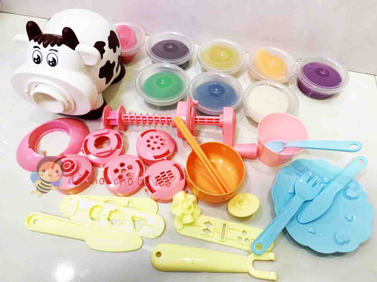 đồ chơi đất nặn đất sét chú heo, bò, chó làm mì