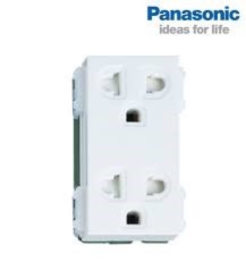 Ổ cắm đôi 3 chấu có màn che panasonic wev1582-sw / ổ cắm đôi 3 chấu màu trắng panasonic wev1582-sw
