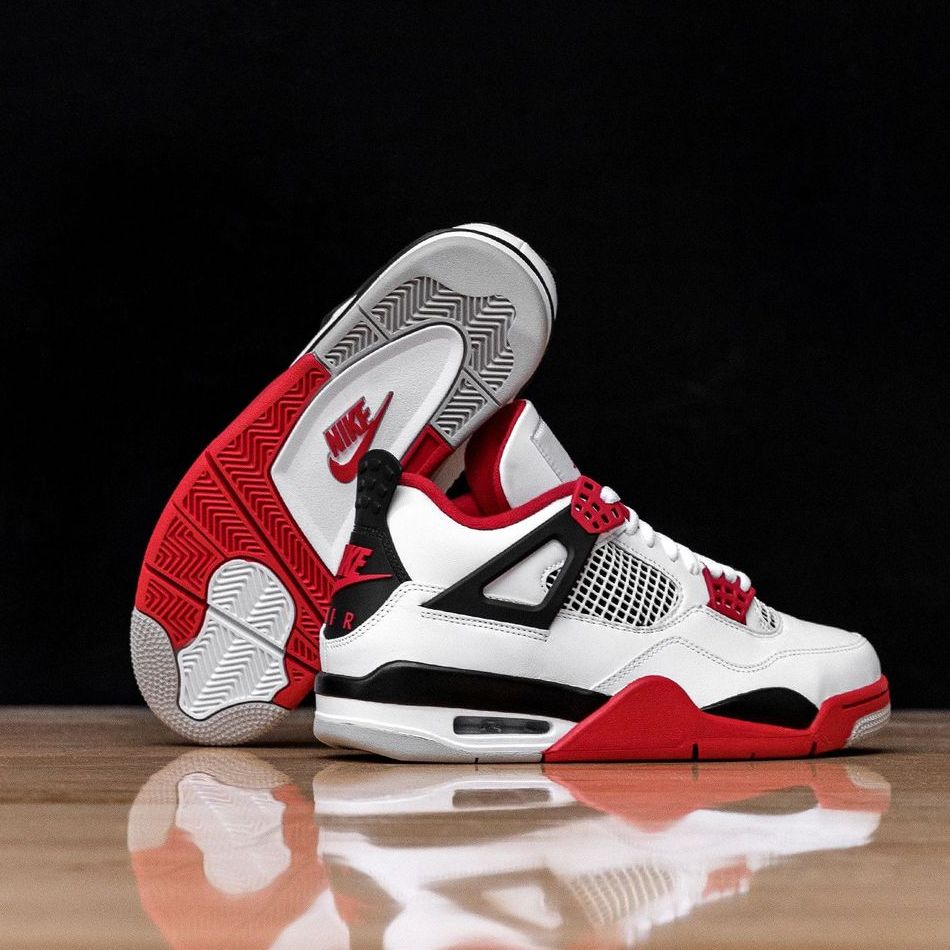 Giày Sneaker J0rdan 4 Fire Red ( JD4 đỏ trắng)