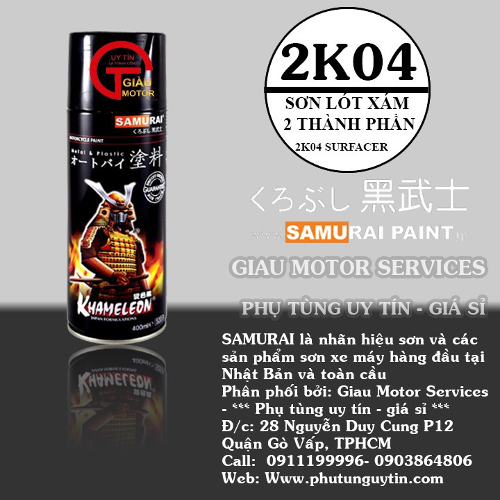 2k04 _ samurai 2k04 chai sơn xịt sơn xe máy sơn lót xám