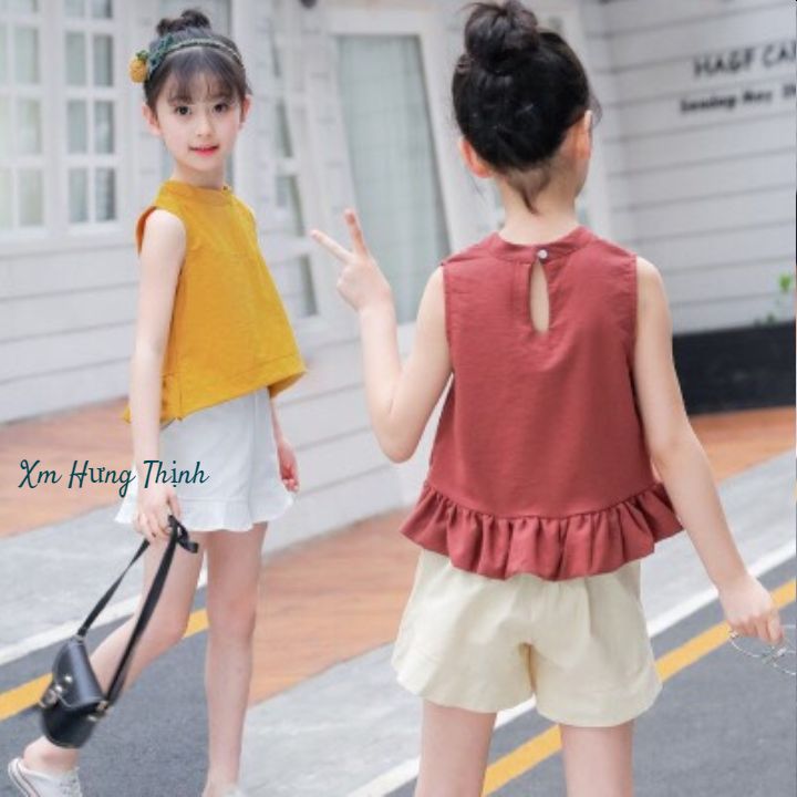 đồ bộ đùi phi lụa mát cho bé gái từ 5 - 14 tuổi 0050