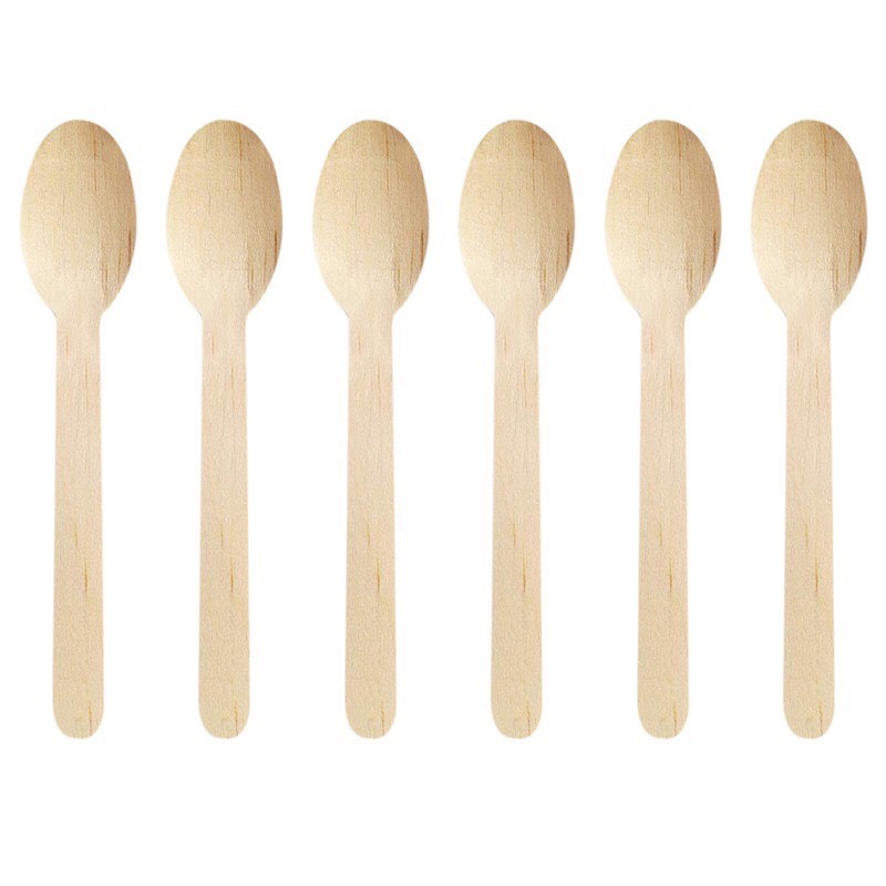 MUỖNG (THÌA) GỖ dài 16cm, dùng 1 lần - COMBO 100 cái