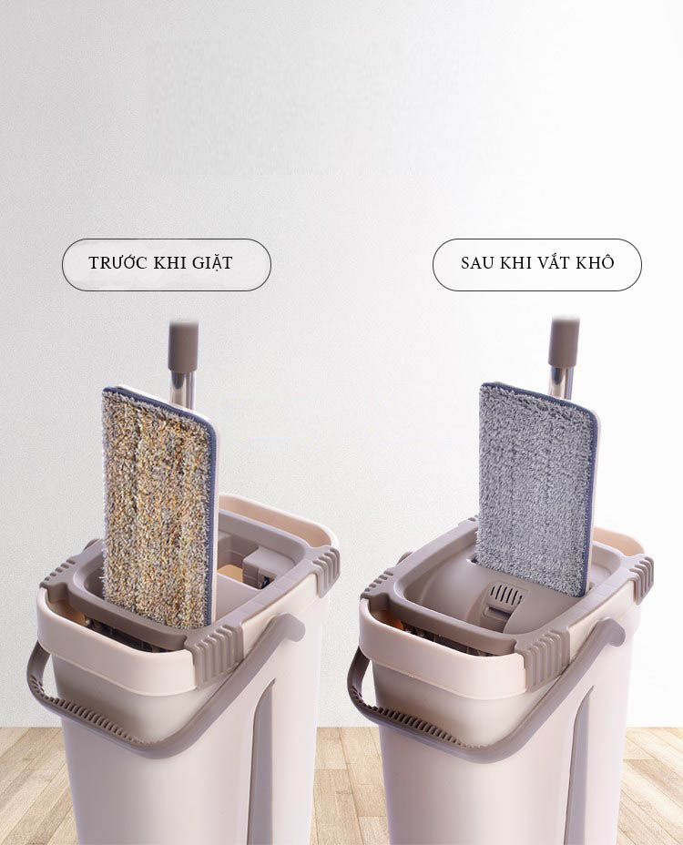 Bộ Cây Lau Nhà Tự Vắt Thông Minh Cao Cấp - Lau Nhanh Sạch Bóng Sàn Nhà Gấp 10 lần Thông Thường, Lau sạch mọi ngóc ngách nhỏ hẹp do bàn chổi có thể xoay 360 độ(SIZE NHỎ)