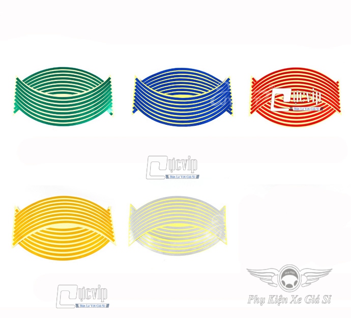 Bộ Tem Dán Vành (Niềng) Xe Phản Quang Cao Cấp (2 Bánh) MS3151
