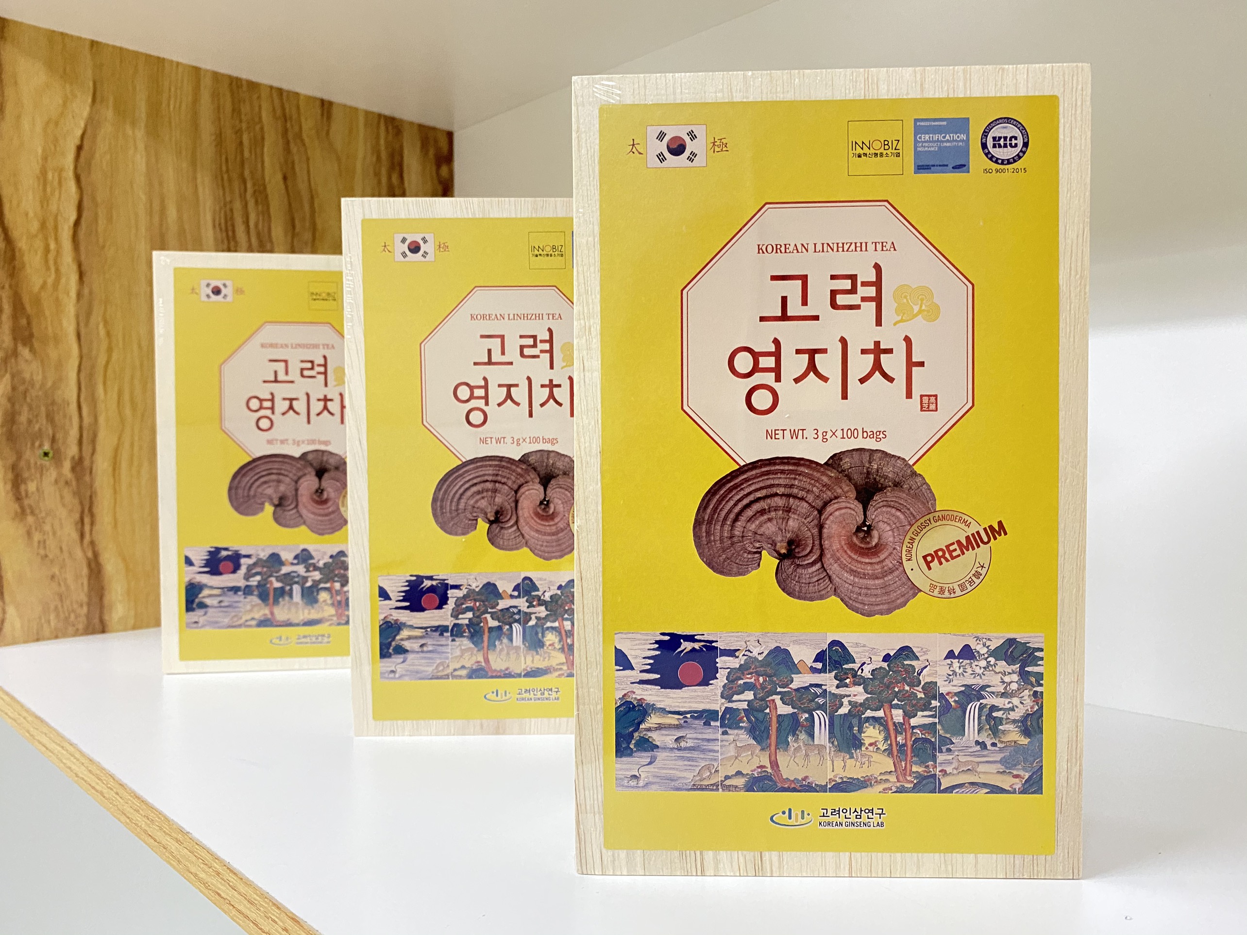 Trà Linh chi Hàn Quốc hộp gỗ 100 gói (Korean Linhzhi Tea)