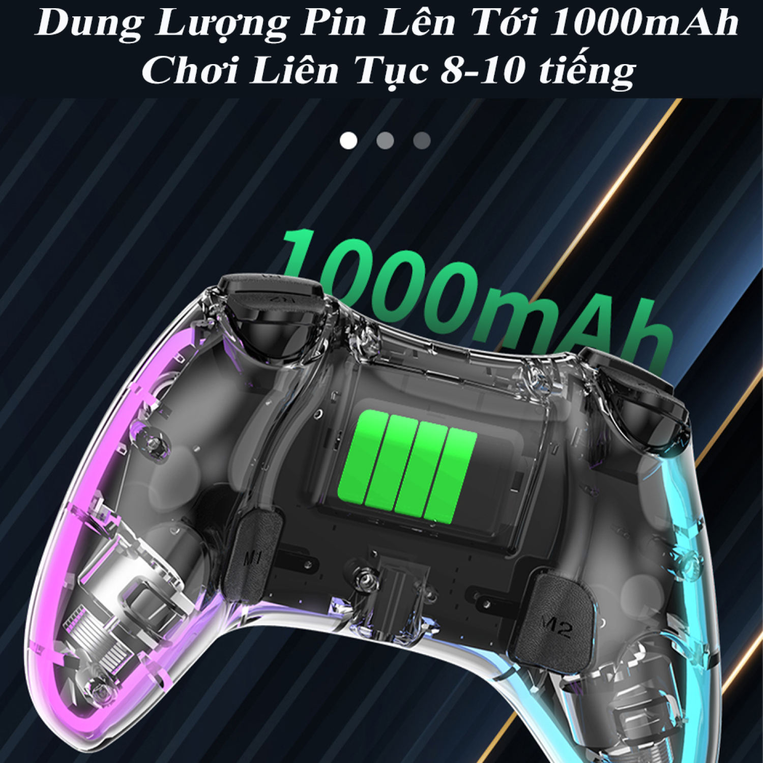Tay cầm chơi game, máy chơi game P05 không dây kết nối bluetooth, có đèn led, hộ trợ Gyro xoay 360 độ, pin 1000 mAh, sơ đồ phím chuẩn