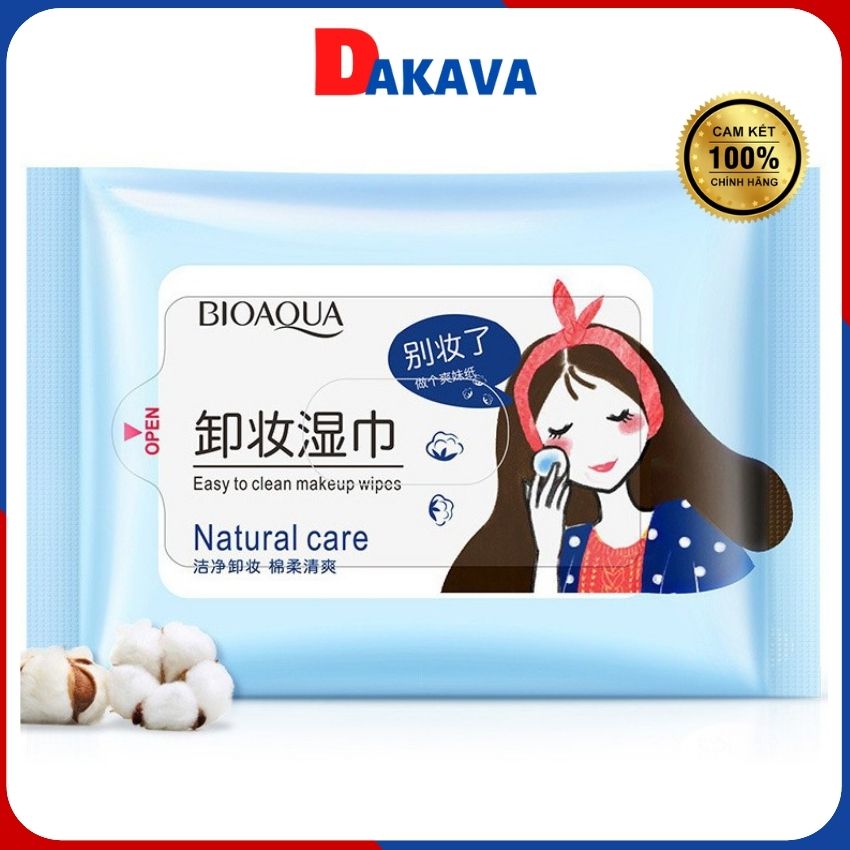 [Freeship]Khăn tẩy trang giấy ướt Bioaqua makeup 25 tờ dưỡng ẩm mềm mại thoáng khí tiện lợi sạch sẽ  và đảm bảo vệ sinh DAKAVA KTT01