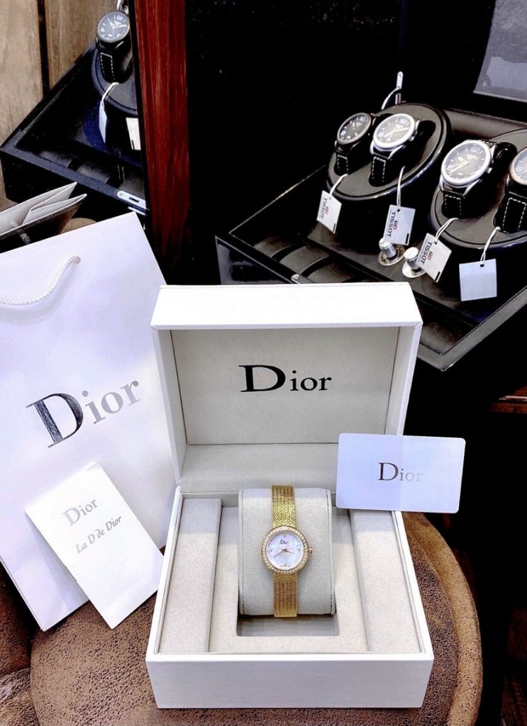 Đồng Hồ Nữ DR Diorr quai lụa mặt khảm trai - Việt Dũng Store
