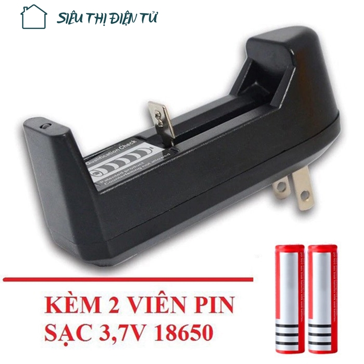 Sieuthidientu [HCM]Bộ Sạc Ultra 37v 42v Model SD01 Tương Thích Sạc Các Dòng Pin 18650 16340 14500 10440 26650 Kèm 2 Viên Pin Hồng 37V 18650