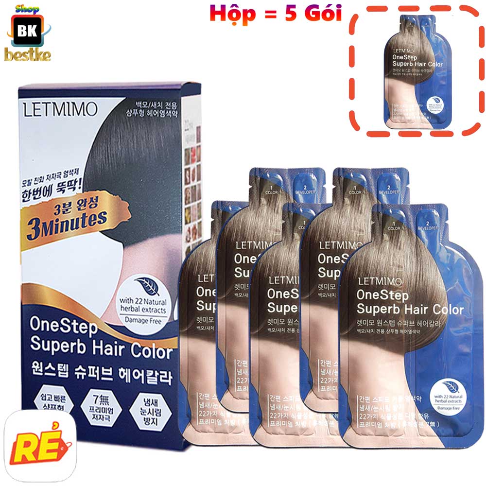 thuốc nhuộm tóc đen , màu nâu đen 2N, Hộp 5 Gói