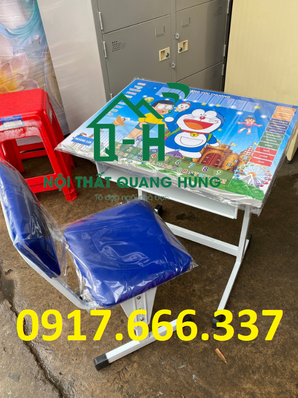 Bộ bàn học sinh ván okal doraemon cho bé