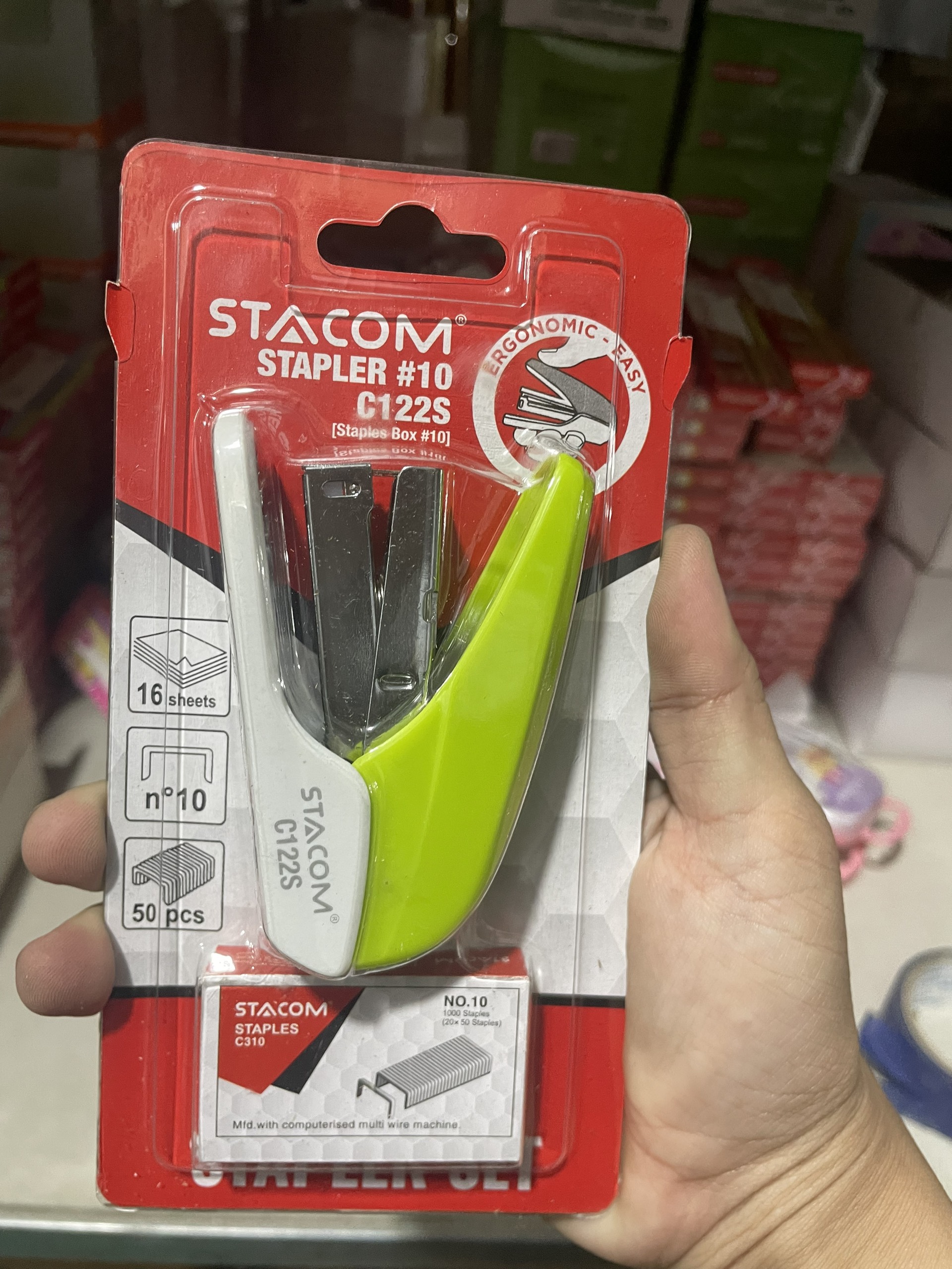 Bấm kim số 10 có trợ lực stacom - c122s kèm hộp kim bấm