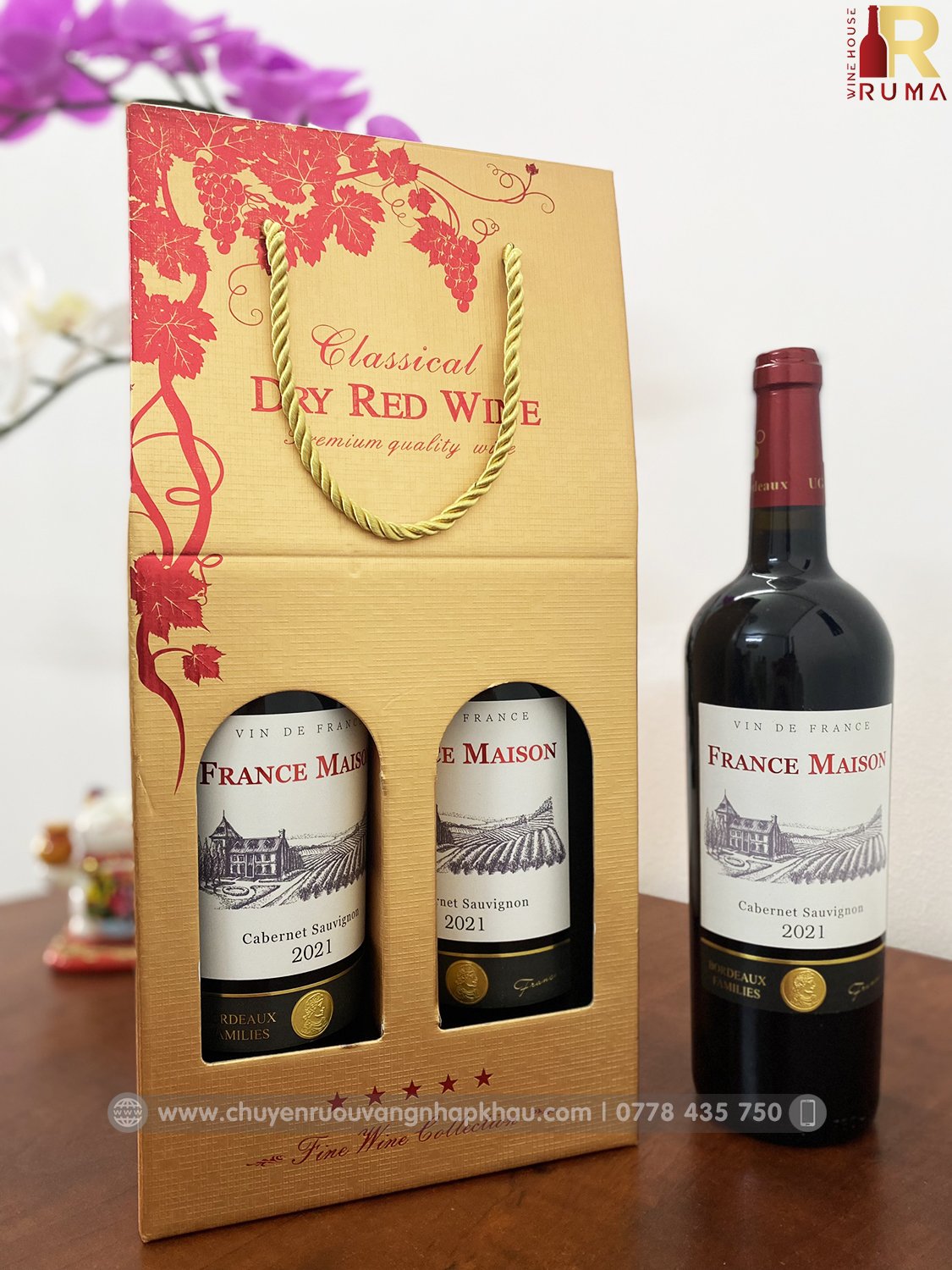 Set vang Pháp France Maison (hộp giấy 2 chai)