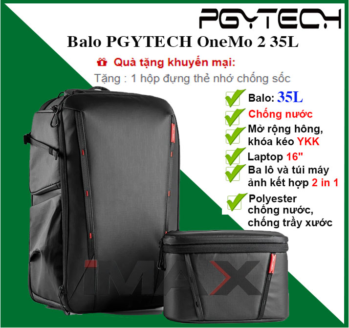 Balo máy ảnh pgytech onemo 2 35l + túi đeo chéo