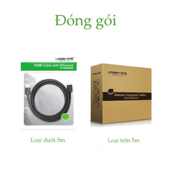 Cáp HDMI 1.4 dài 5M Ugreen 10109 cao cấp, Hàng chính hãng - ZAMACO AUDIO