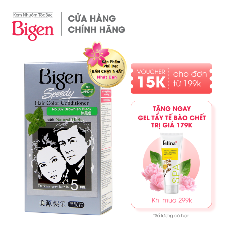 Thuốc nhuộm dưỡng tóc phủ bạc thảo dược Bigen conditioner thương hiệu Nhật Bản dạng kem 80ml nhập khẩu