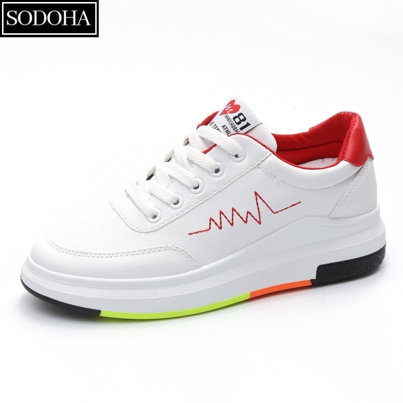 Giày Sneaker thể thao nữ SODOHA shop SN 36HQ89R - Trắng Phối Đỏ giá rẻ