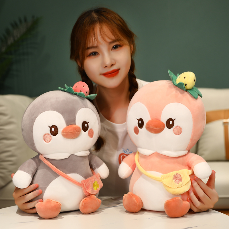 Gấu bông chim cánh cụt 3 màu đeo túi - cánh cụt bông cao cấp