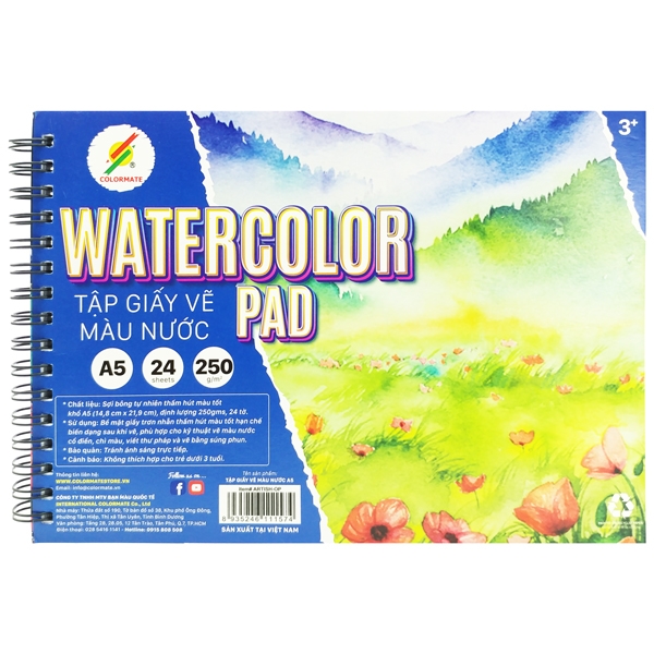 Tập giấy vẽ a5 watercolor pad colormate artist-op