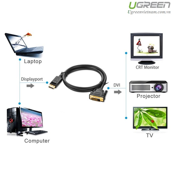 Cáp Displayport to DVI 24+1 dài 5m Ugreen 10223