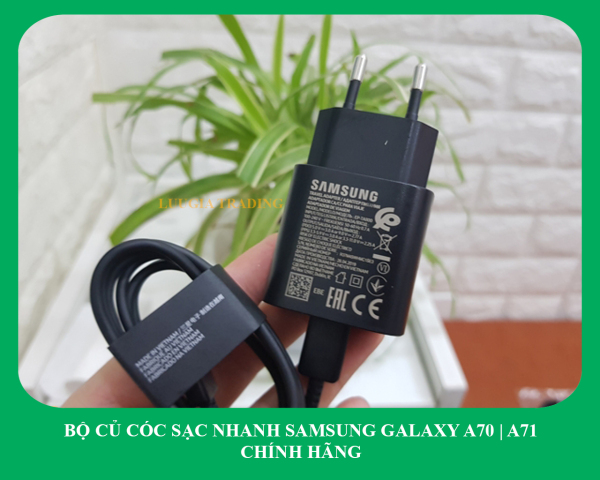 Bộ sạc siêu nhanh Samsung A71 (Cam kết sạc ZIN) (Adaptor 25W đen nhám + Cable chuẩn C to C) (Super Fast Charging)