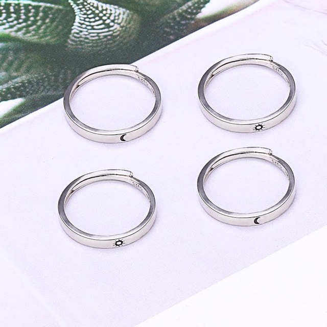 Nhẫn đôi mặt trăng mặt trời bạc không gỉ (tặng hộp)