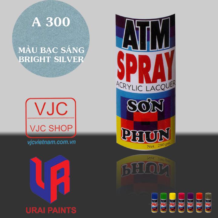 Chai sơn xịt sơn xe máy cao cấp ATM màu bạc sáng A300 dung tích 400 ml