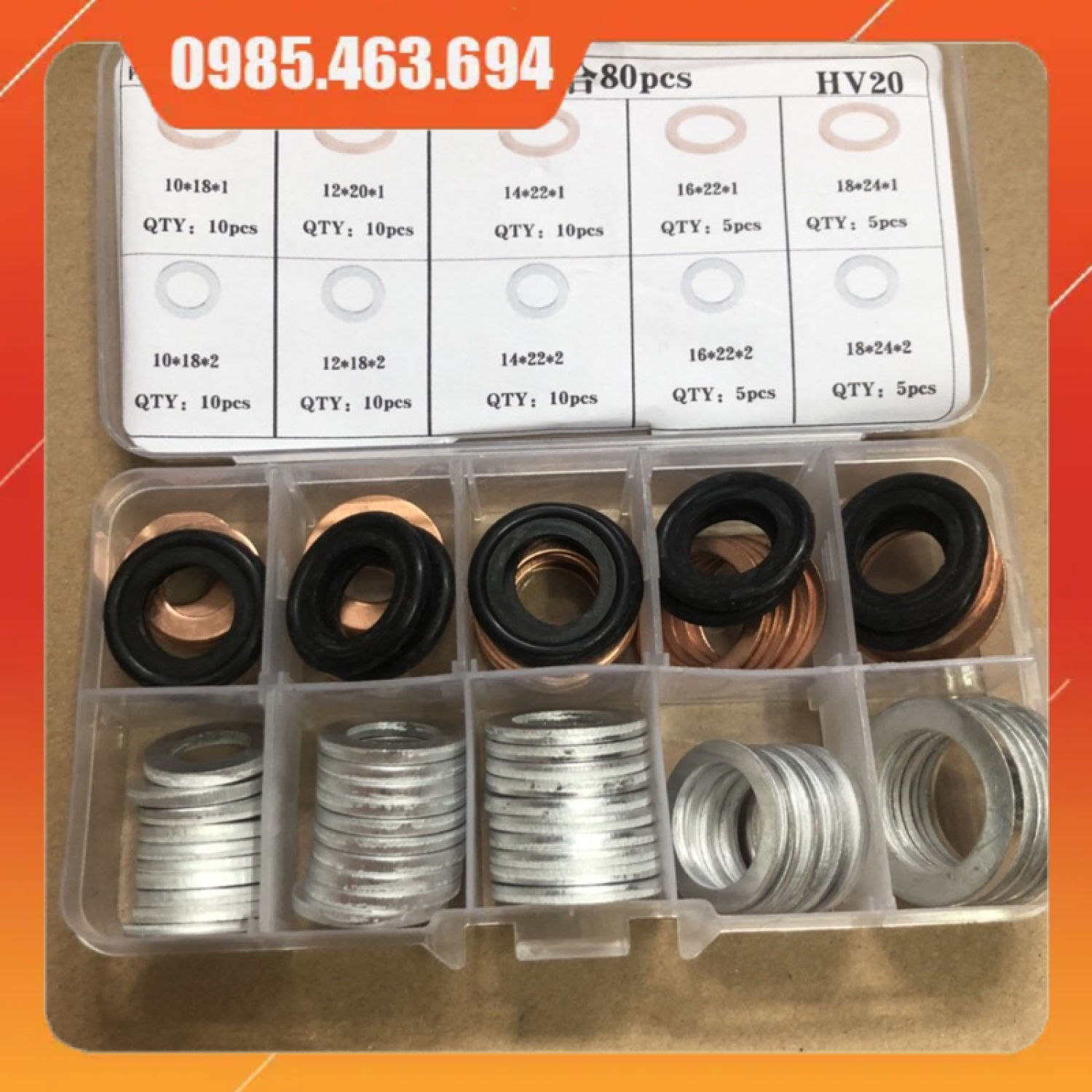 Hộp long đền ốc rốn dầu 90 chi tiết M10-M18