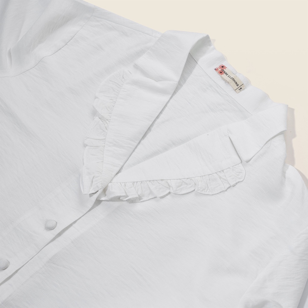 Áo Cổ Sơ Mi Tay Phồng Dài - Trắng [A026 - Senbe Clothing]