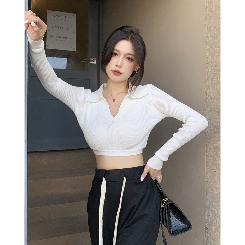Áo Croptop Cổ bẻ Tay Dài A505499