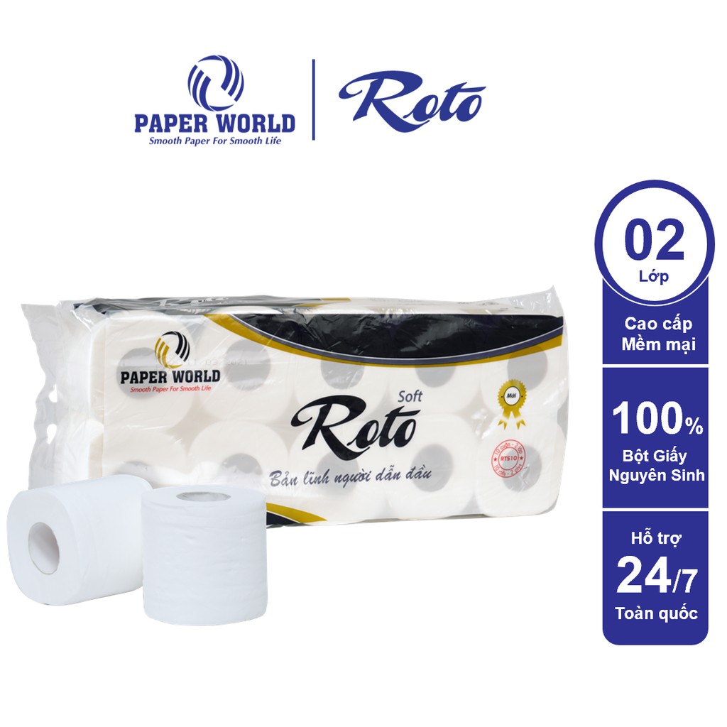 Giấy vệ sinh cao cấp ROTO SOFT, 100% giấy nguyên sinh, hai lớp dày mịn 10