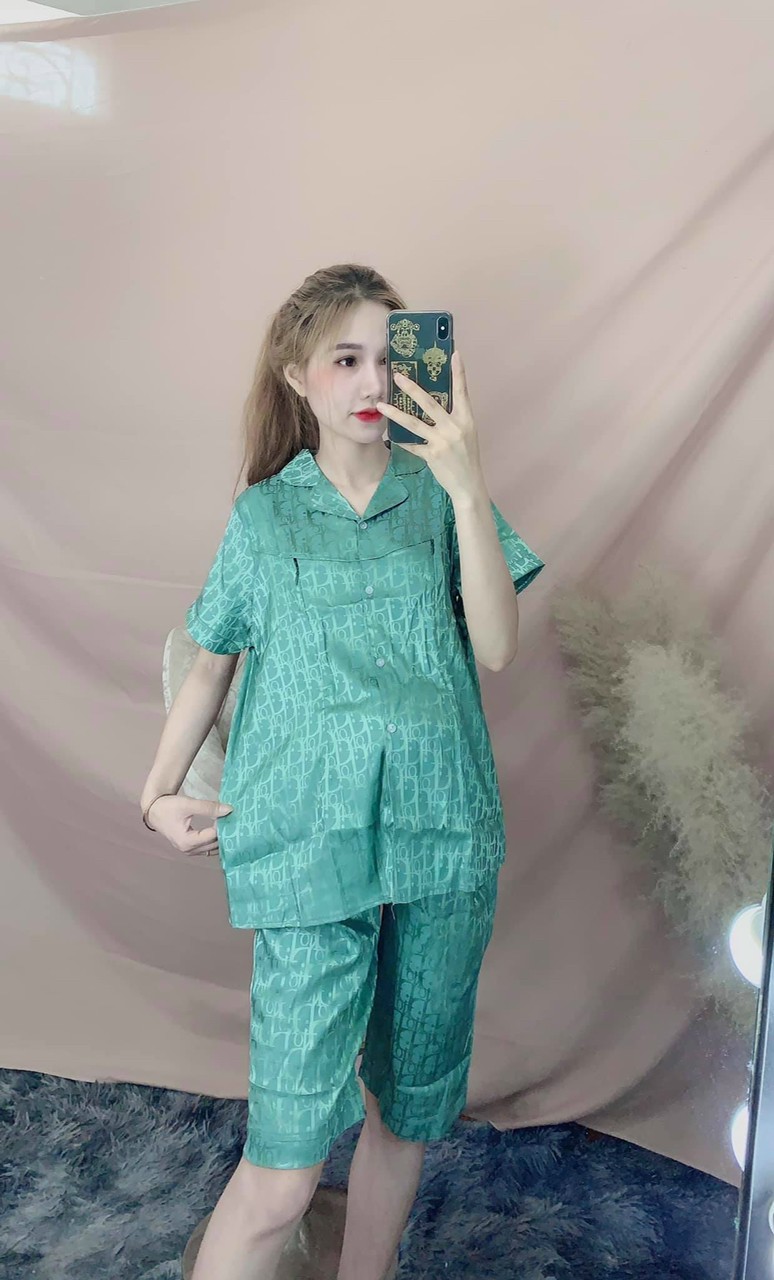 Đồ bộ bầu mùa hè chất đũi lụa mặc đi chơi ở nhà chất siêu mát