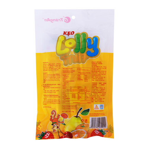 Kẹo Mút Lolly Fruit Tràng An Gói 12 Que