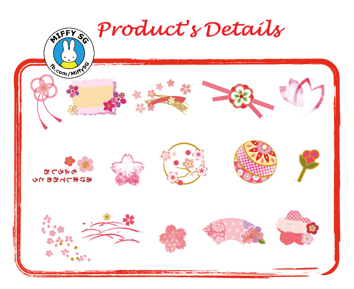 Hộp thiếc 60 sticker HOA ANH ĐÀO