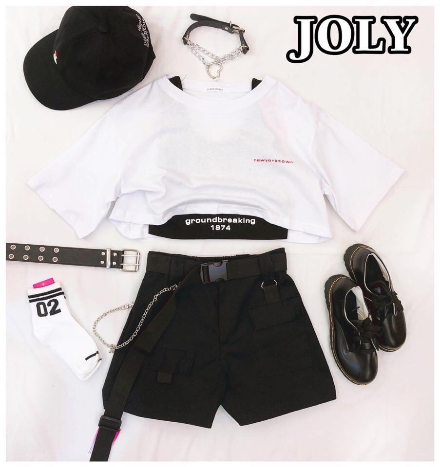 [HCM]Sét áo croptop in chữ cá tính