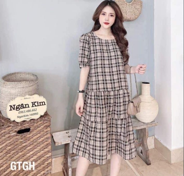 Váy bầu thời trang thiết kế chất lụa hoa freesize từ 45 đến 70kg