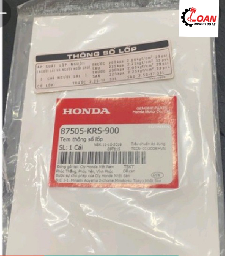 TEM THÔNG SỐ HỘP SÊN WAVE ANPHA ZIN HONDA