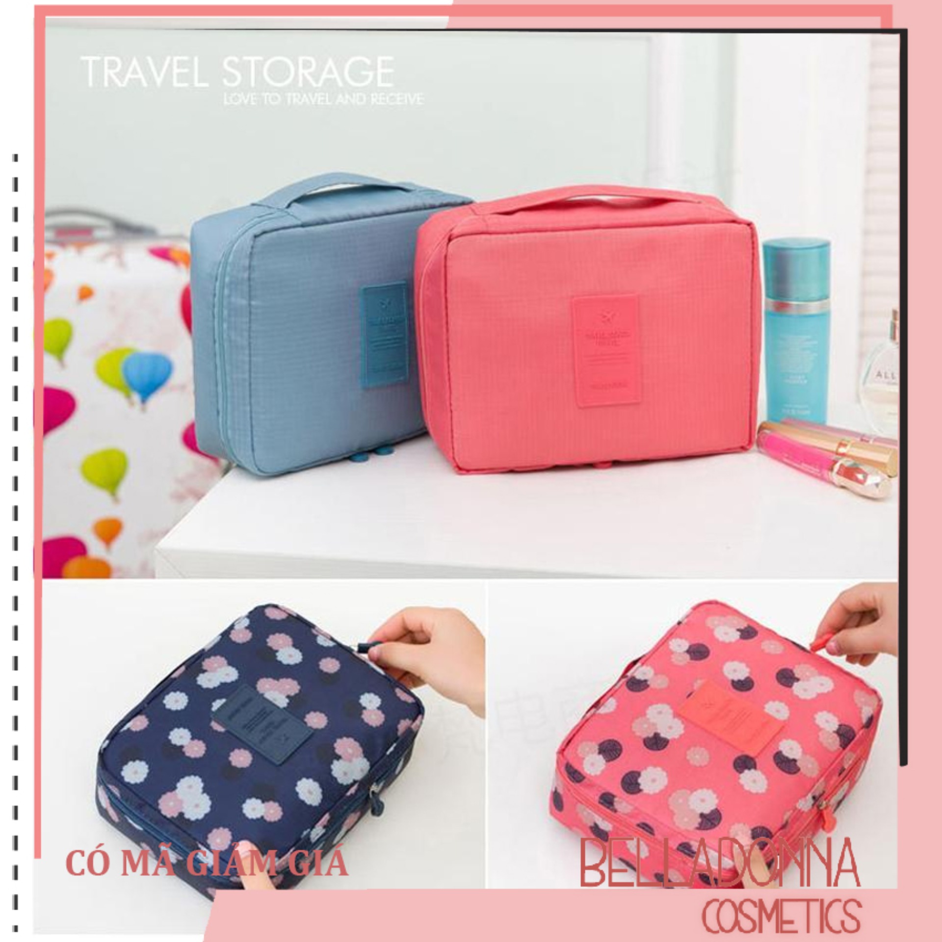 Túi Đựng Đồ Trang Điểm Cá Nhân Có Họa Tiết, Chống Thấm Nước Travel #Màu Cam
