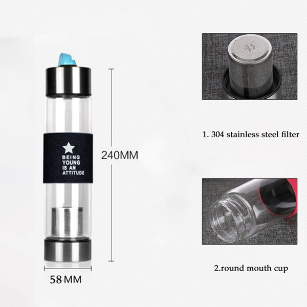 Bình thủy tinh pha trà, lọc trà, đựng nước 450ml H20 - 9690