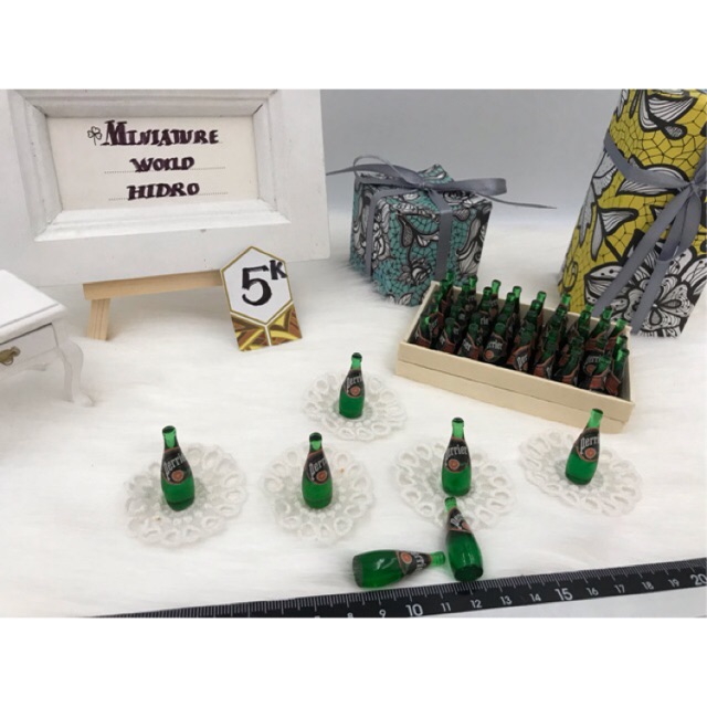 combo 2pcs Mô hình chai nước khoáng Perrier chai nước trang trí nhà búp bê fruit bottle for dollhouse