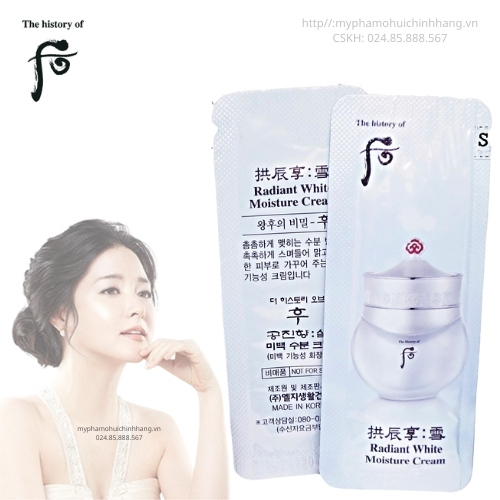 Xả hàng giá sỉ Combo 50 Gói Kem Whoo Radiant White Moisture Cream sample dưỡng trắng da, mờ thâm, sạm nám, tàn nhang