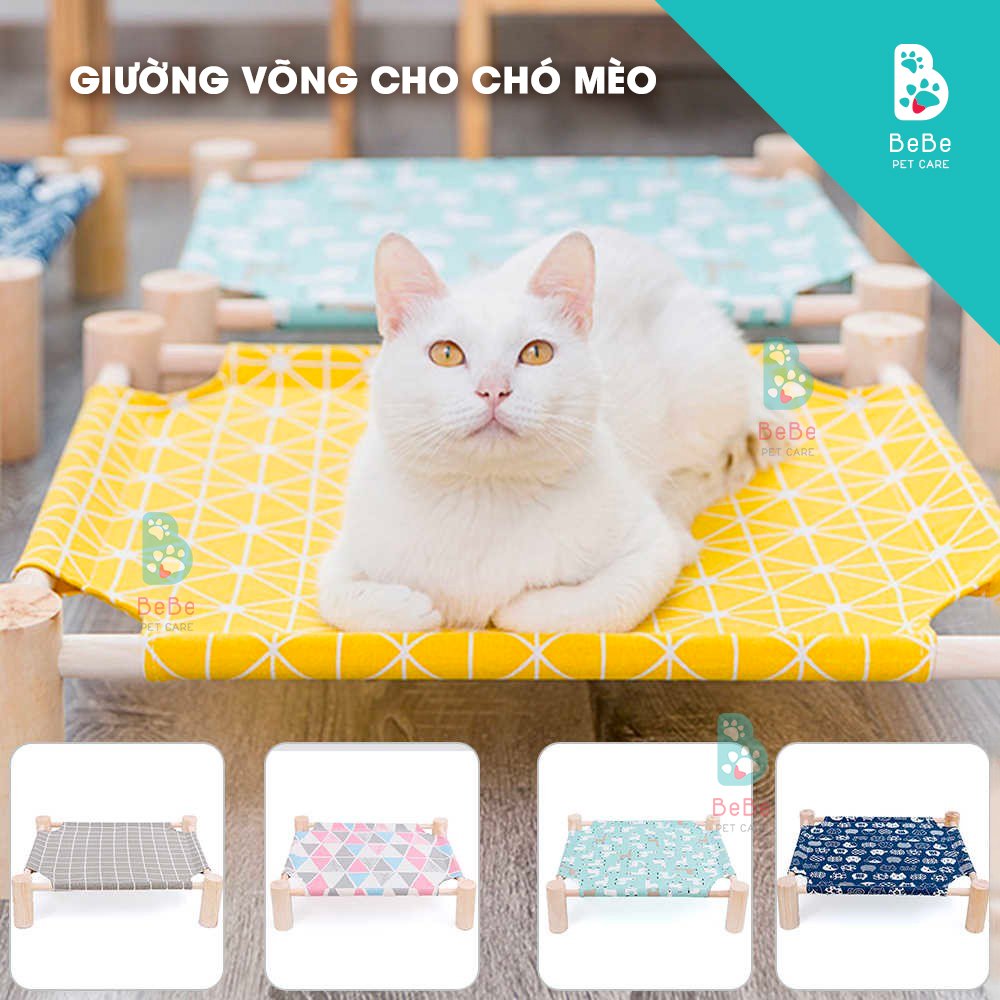 Giường Võng Chân Gỗ Độc Đáo Cho Thú Cưng