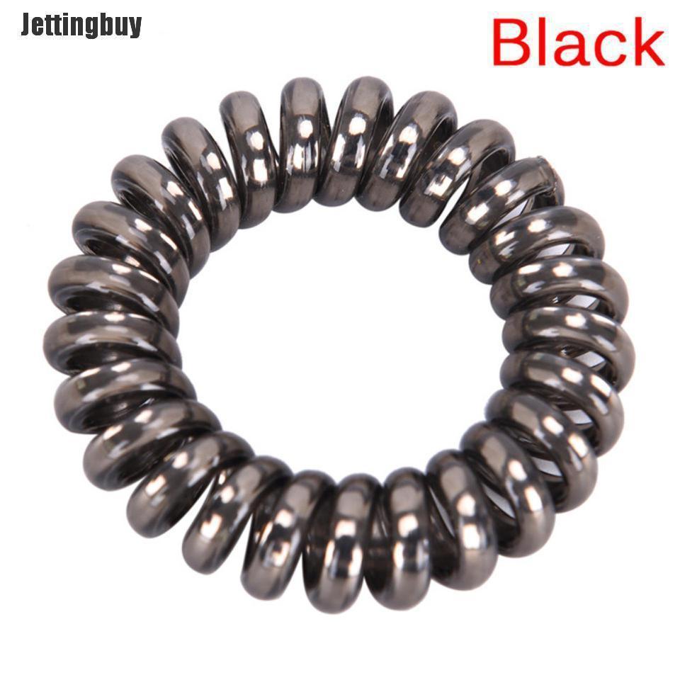 Rubber Telephone Wire Hair Ties Spiral Slinky Hair Head Elastic Bands Gold