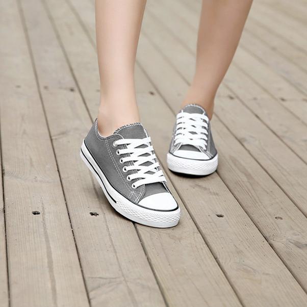 [HCM]Giày Vải Sneaker Thể Thao CV Cổ Thấp Xám Nữ