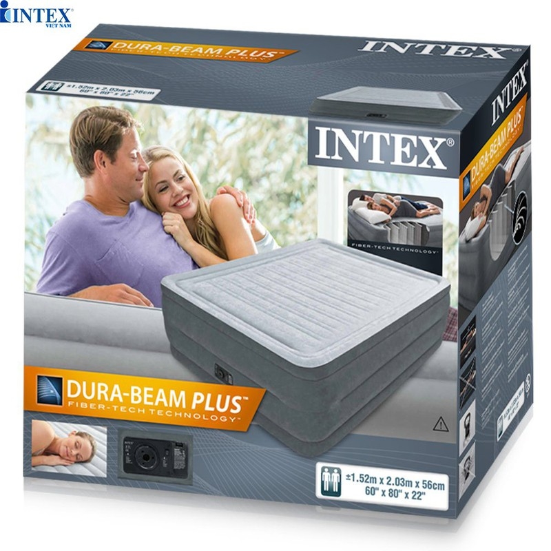 Nệm bơm hơi bọc nhung Intex 1m52 - 64418